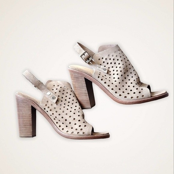 Rag & Bone Wyatt Suede Sandal Block Heel Grey Size 38/ 7.5 Us